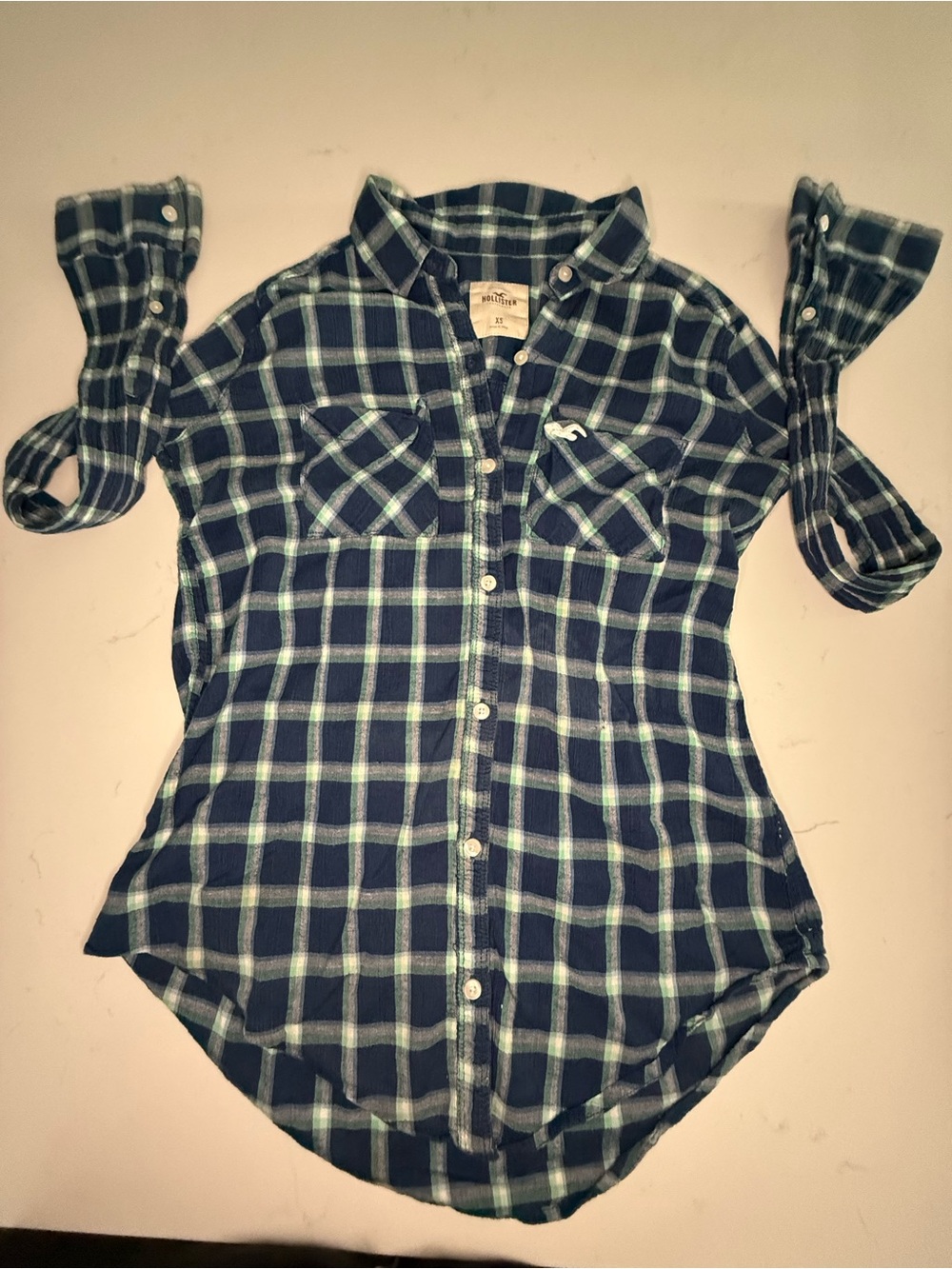 Y2K Hollister Woman’s Blue Plaid Button-Down Shirt